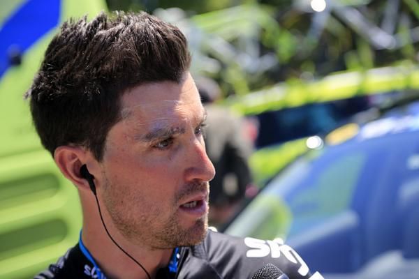 Bernhard Eisel (Sky) still sports a bandage from the cut over his eye suffered on a crash in the finale of stage 4.