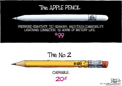 Editorial cartoon Apple pencil
