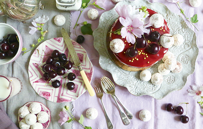 Cherry, almond and chocolate drip cake