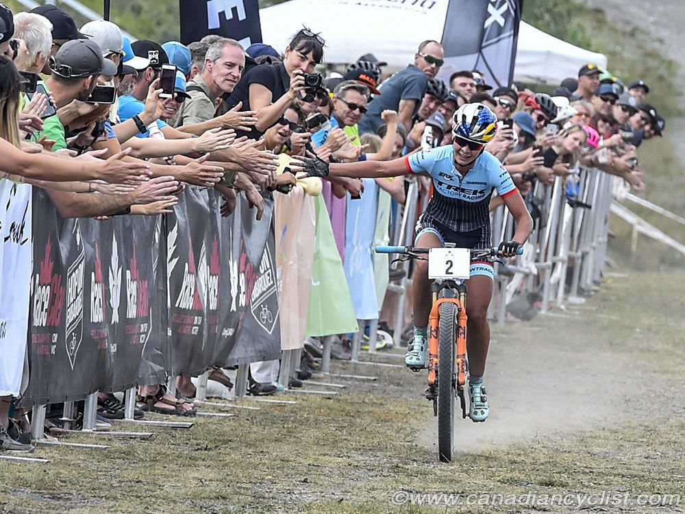 Emily Batty (Trek Factory Racing) gets a warm reception from the fans