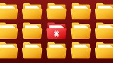 Malware concept image showing malicious npm packages contained in a red highlighted file surrounded by legitimate folders.