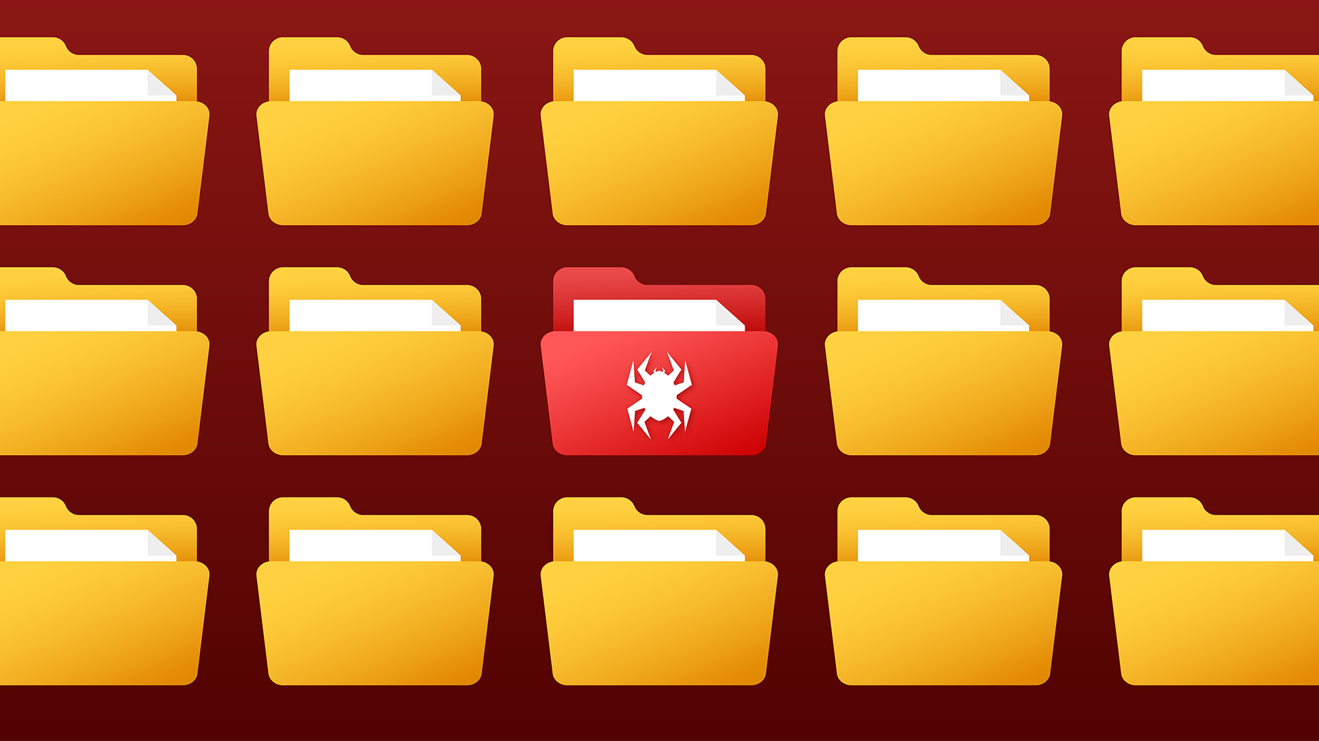 Malware concept image showing malicious npm packages contained in a red highlighted file surrounded by legitimate folders.