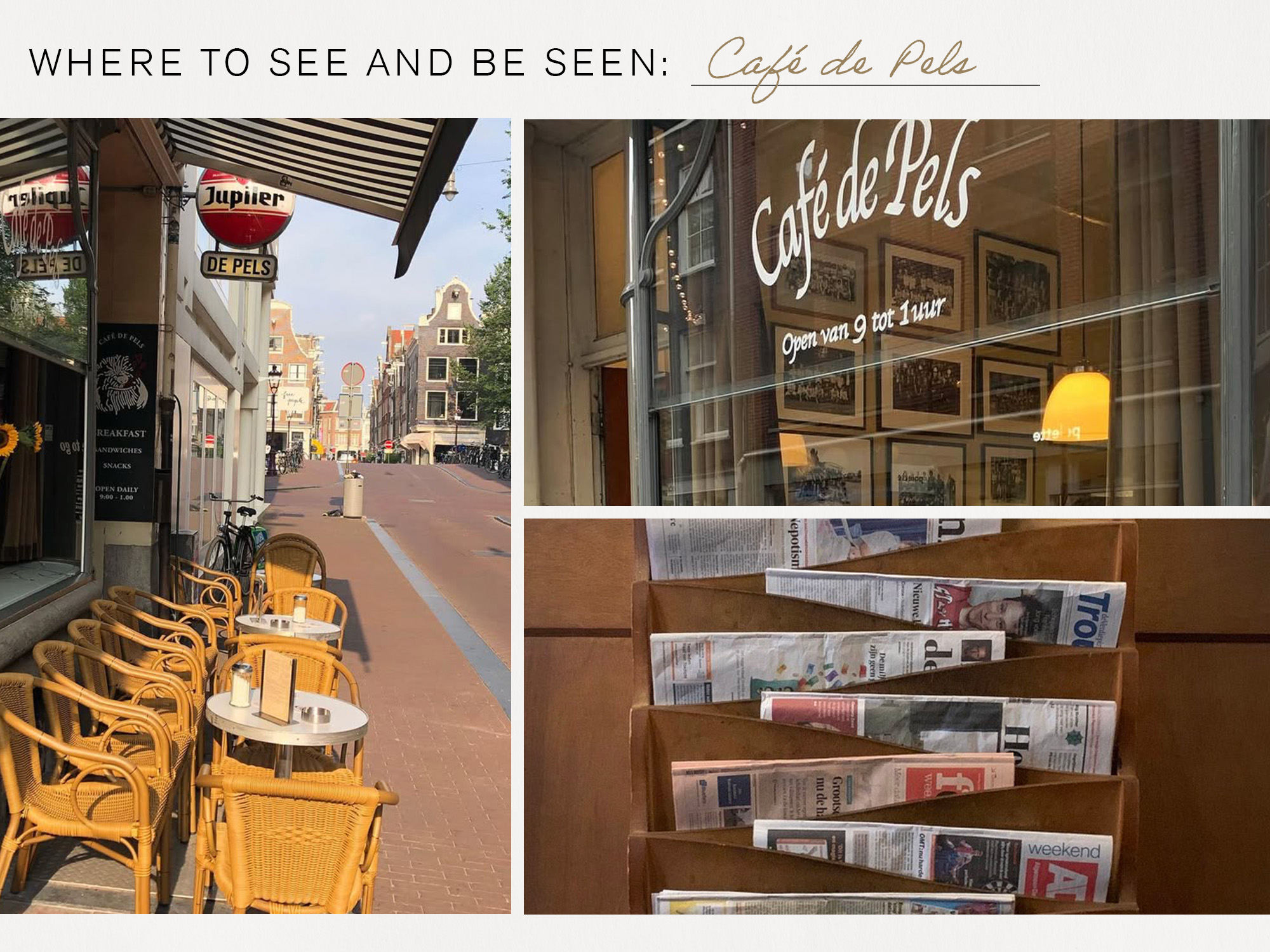 a collage of images featuring Stephanie Broek's fashion-editor travel guide to Amsterdam