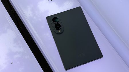 The Samsung Galaxy Z Fold 8 on a bench