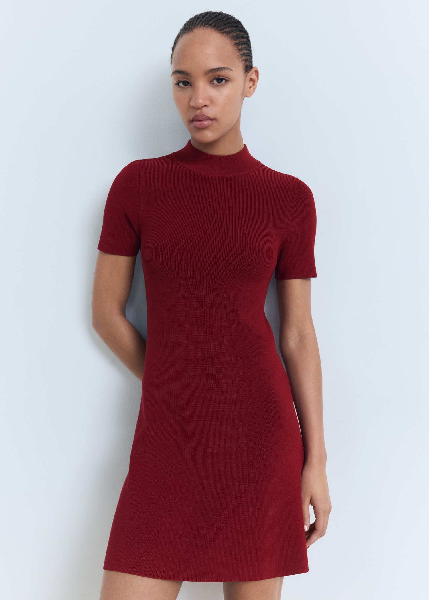 Perkins-Neck Knitted Dress - Women | Mango Usa