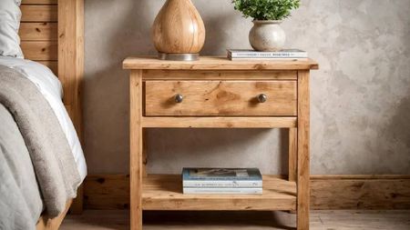 A wooden beside table from Etsy.
