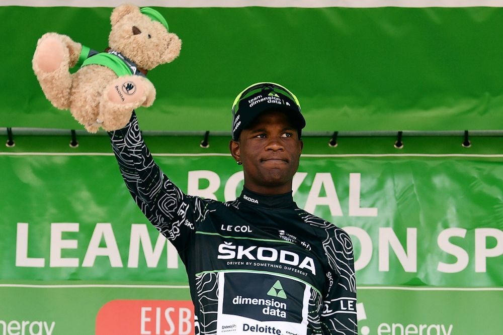 Nicholas Dlamini in the mountains jersey after stage 4 in Britain