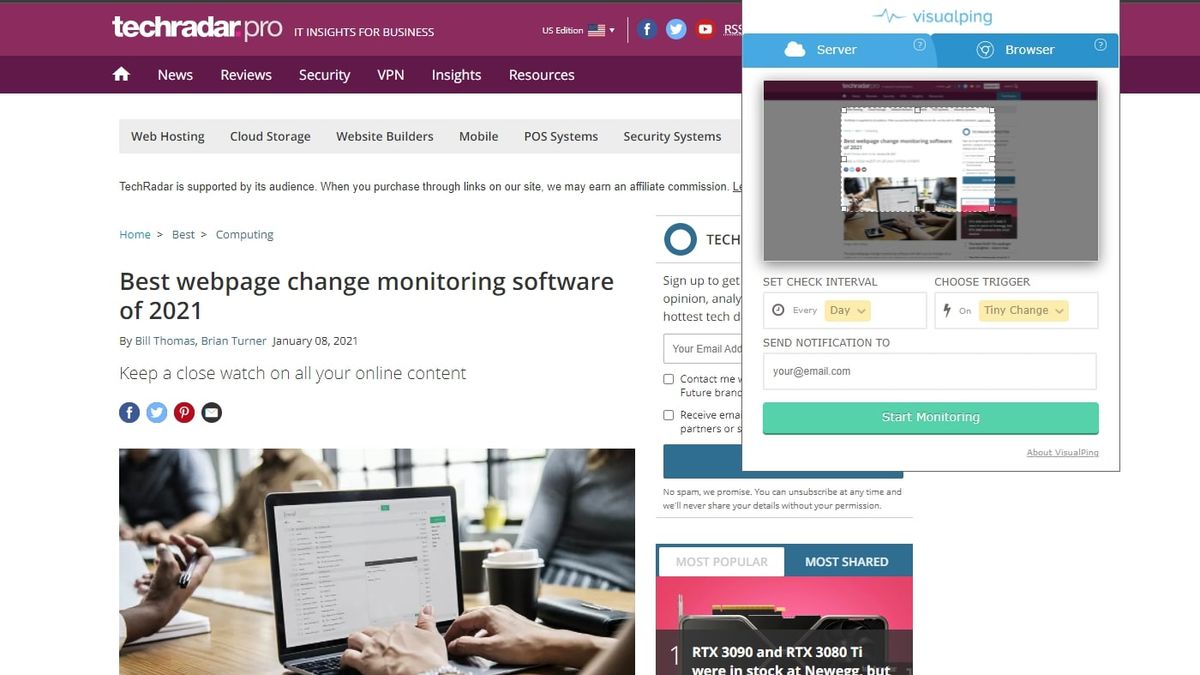 Visualping web content monitoring review | TechRadar