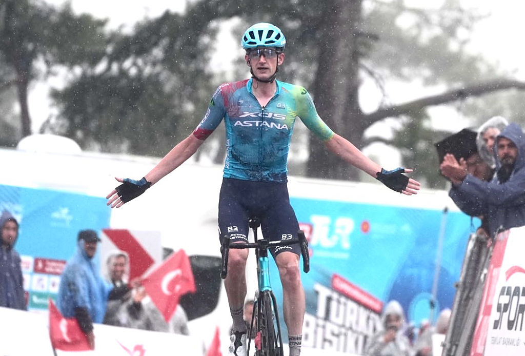 MUGLA TURKIYE APRIL 30 The 1154 kilometers long Marmaris Akyaka Kiran stage 4 of the 60th Presidential Cycling Tour of Turkiye which is Turkiyes only cycling race in the ProSeries category and consists of 8 stages is being held in rainy weather in Mugla Turkiye on April 30 2025 Wout Poels of the XDS Astana team won the stage in 3 hours 14 minutes 12 seconds Photo by Metin AktasAnadolu via Getty Images