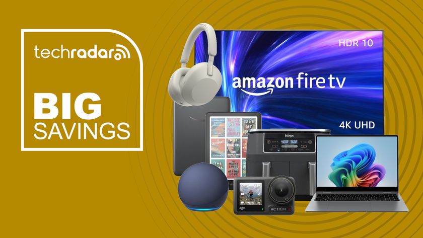 Collage of tech on offer in the Amazon Big Spring Sale, including a Fire TV, Samsung laptop, Sony headphones, Echo Dot, Kindle, DJI Osmo and Ninja air fryer