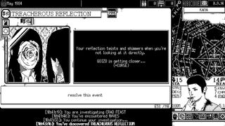 Screenshot from World of Horror showing text choices and decisions