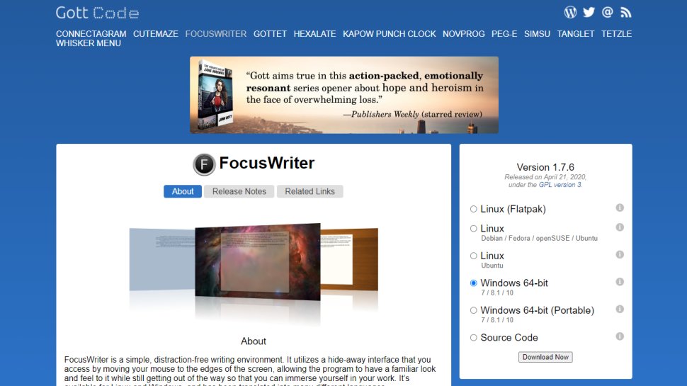 Website screenshot for FocusWriter