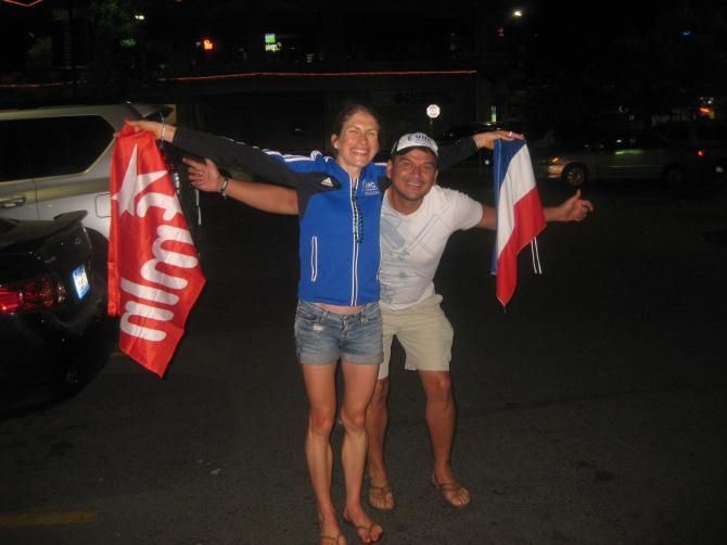 Carles and I with my new FMLN and ARENA election flags!