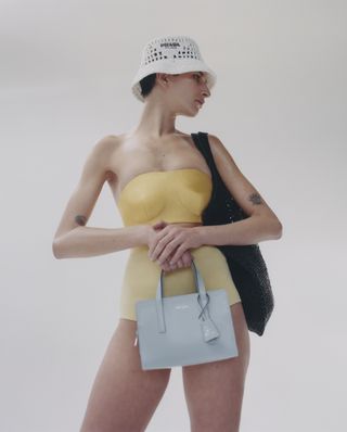 Model with beach bag
