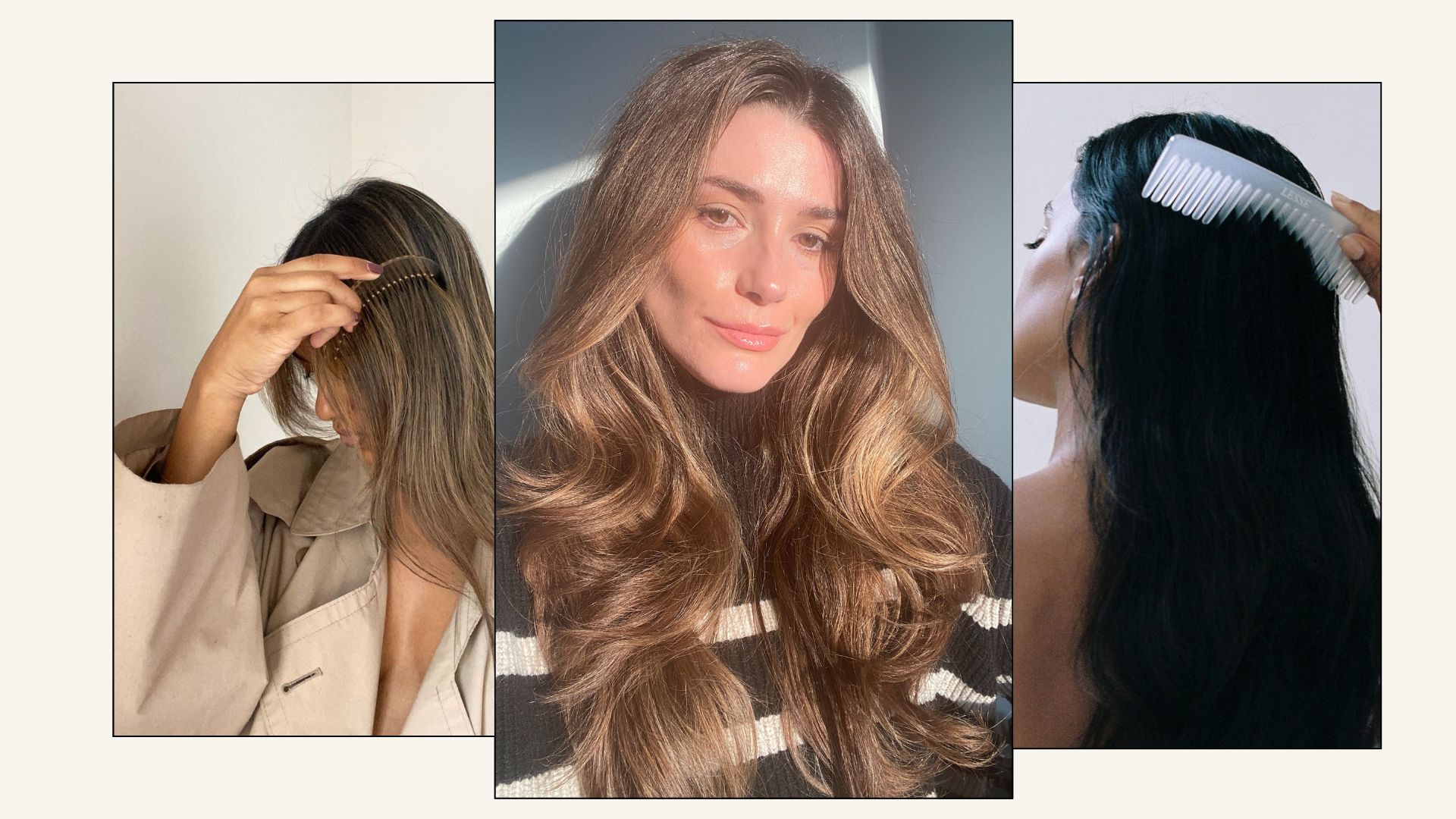 A collage of editors brushing their hair