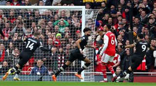 Bournemouth's Philip Billing scores after 11 seconds against Arsenal in the Premier League in March 2023.