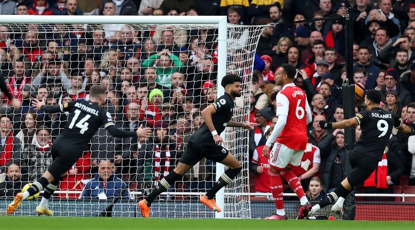 Bournemouth&#039;s Philip Billing scores after 11 seconds against Arsenal in the Premier League in March 2023.