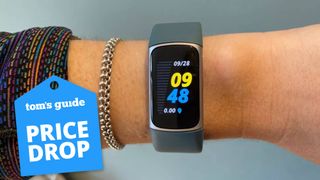 Fitbit Charge 5 with a Tom's Guide deal tag