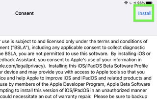iPadOS 15 beta developer step 12 — tap Install again