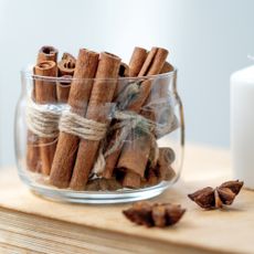 Cinnamon sticks in glass jar