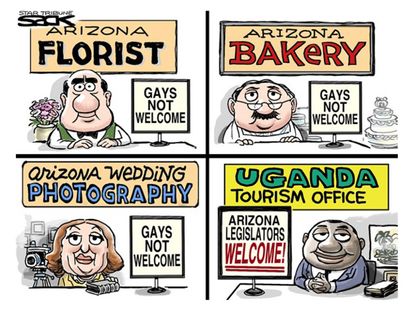 Political cartoon Arizona anti-gay law