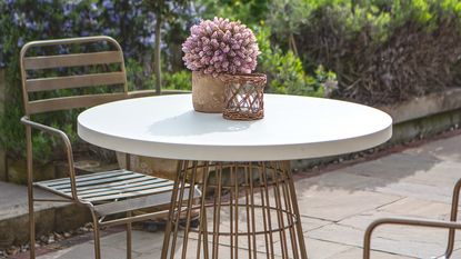 Marble table on brass stand