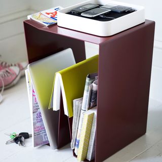 bookcase with phone charger