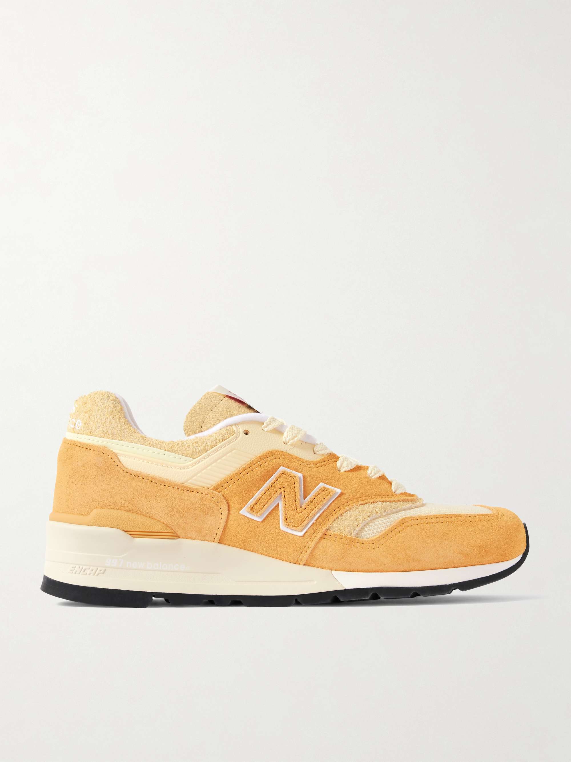 997 Mesh and Leather-Trimmed Suede Sneakers
