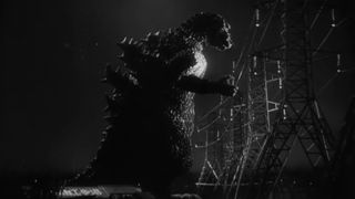 The original Godzilla approaches electric wires in Gojira