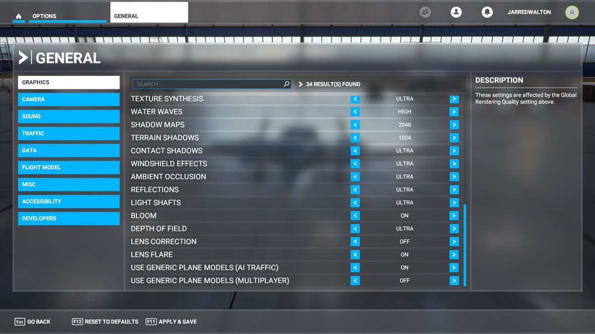 Microsoft Flight Simulator Settings