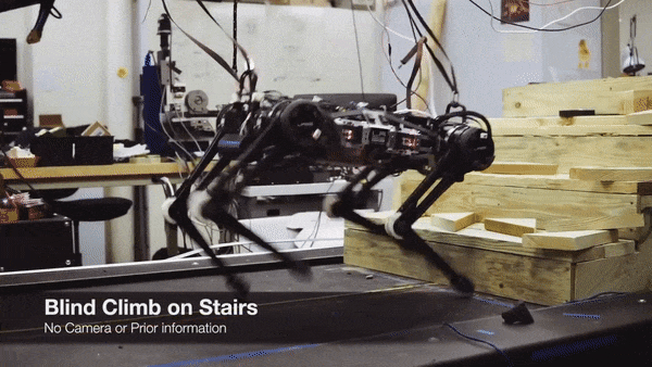 In a "blind climb," Cheetah 3 navigates uneven stairs without vision sensors or prior data input.