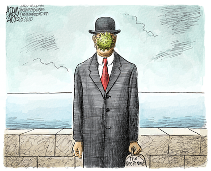 Political Cartoon U.S. rene magritte coronavirus reopening