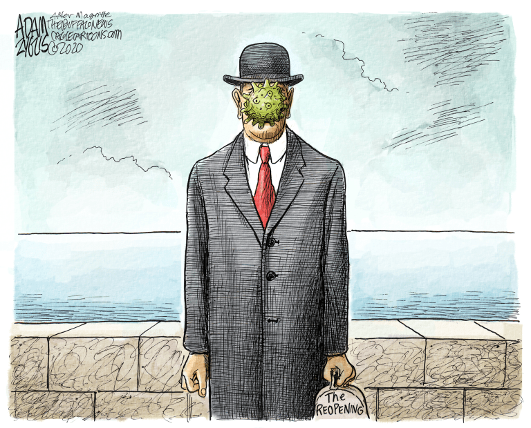 Political Cartoon U.S. rene magritte coronavirus reopening