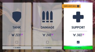 The current user interface for Role Queue in the Overwatch Public Test Region.