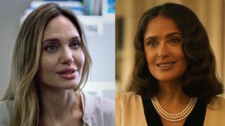 Angelina Jolie and Salma Hayek in side-by-side photo.