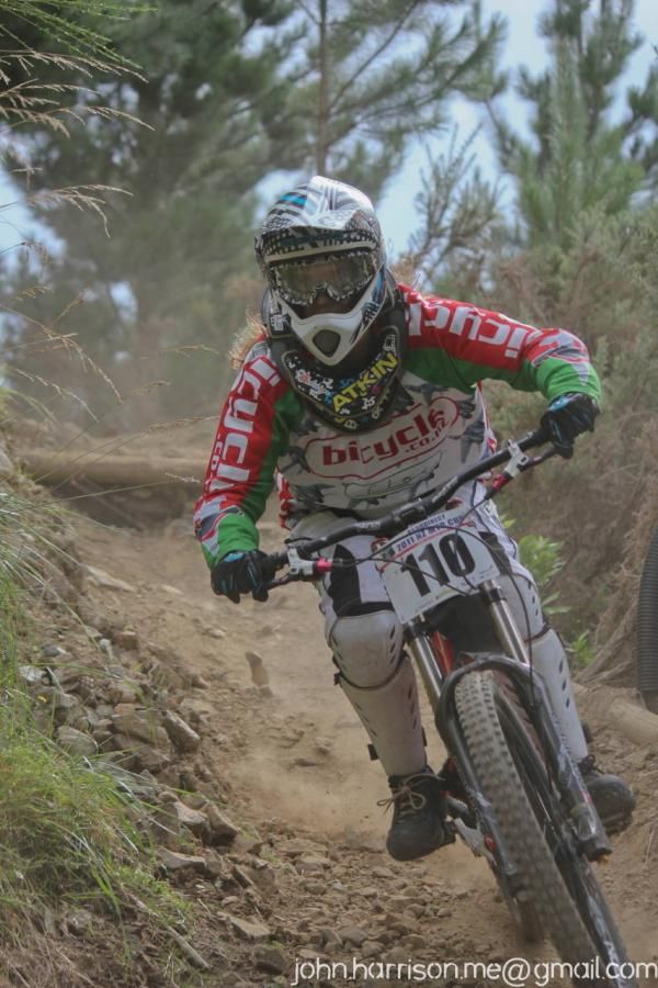 Sarah Atkin races to second place in the junior women's contest.