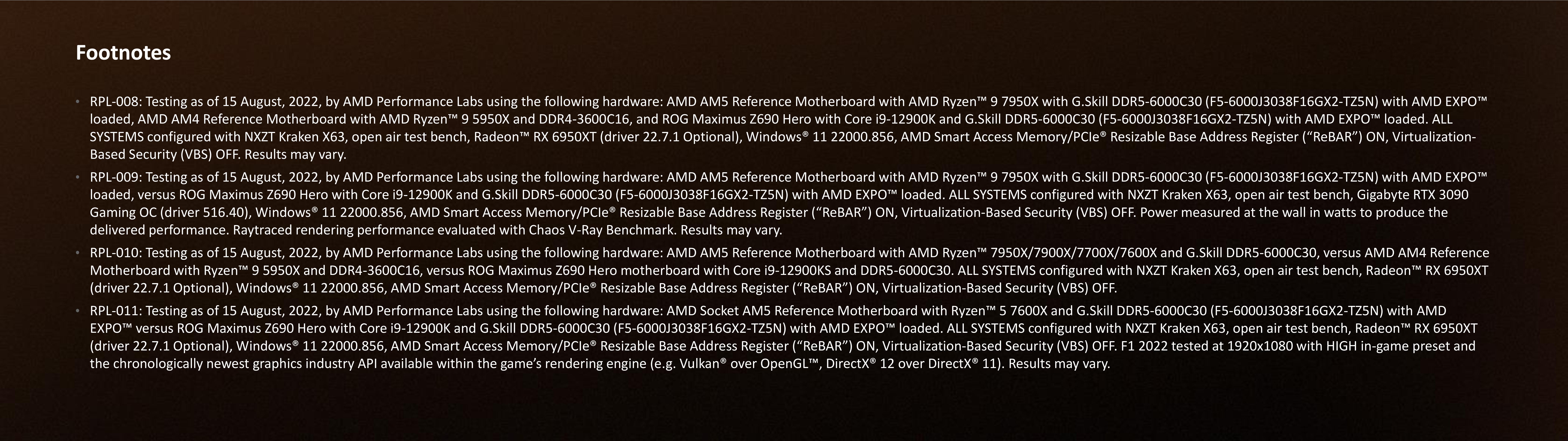 Ryzen 7000 test notes