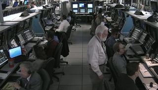 This view from a NASA camera offers a glimpse inside the launch control center for NASA's Grail moon gravity probe launch on Sept. 10, 2011.