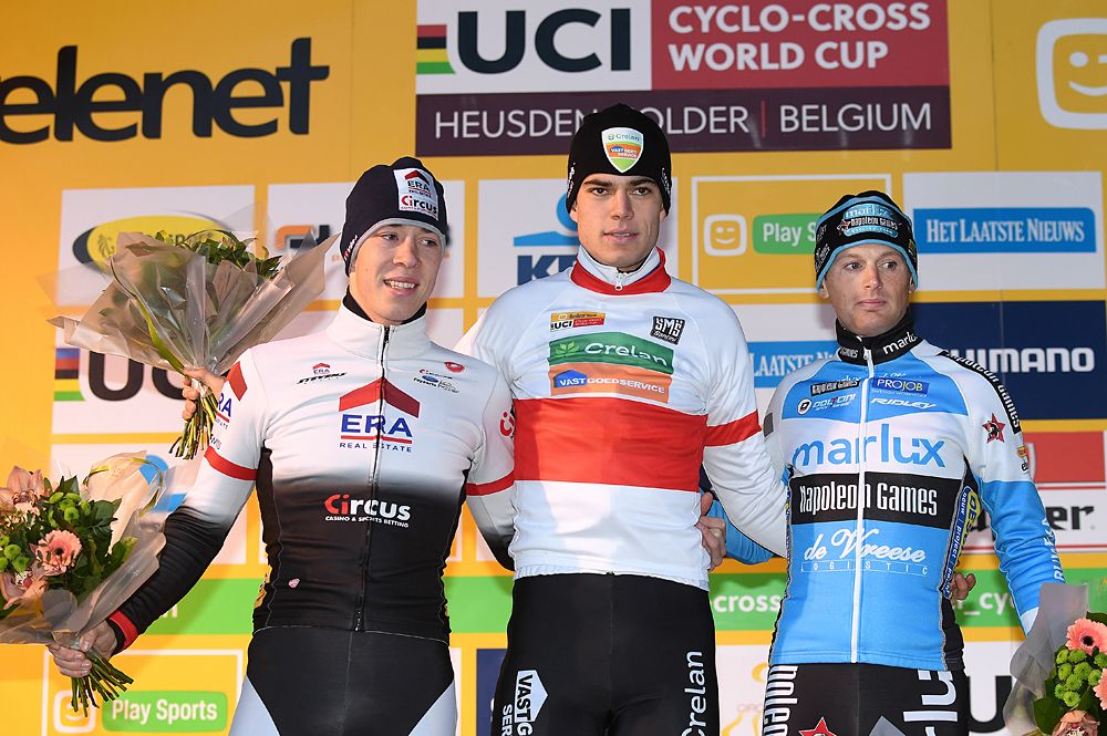 Laurens Sweeck, Wout Van Aert and Kevin Pauwels on the Zolder podium