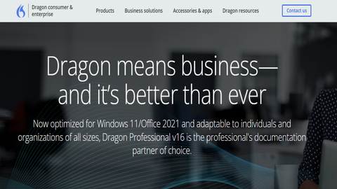 Website screenshot for Dragon Professional