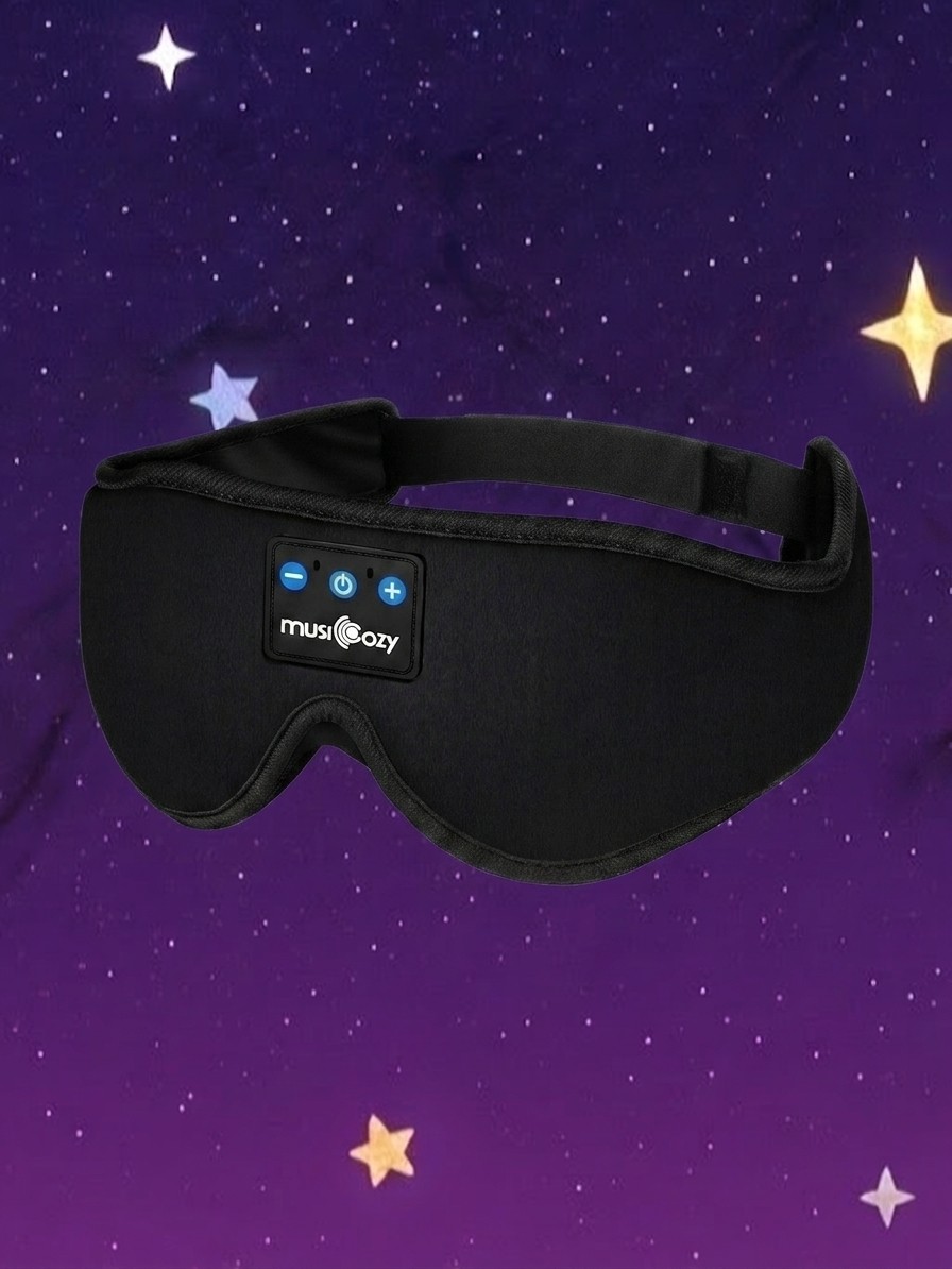 A pair of MUSICOZY Sleep Headphones against a starry background edited by Gemini