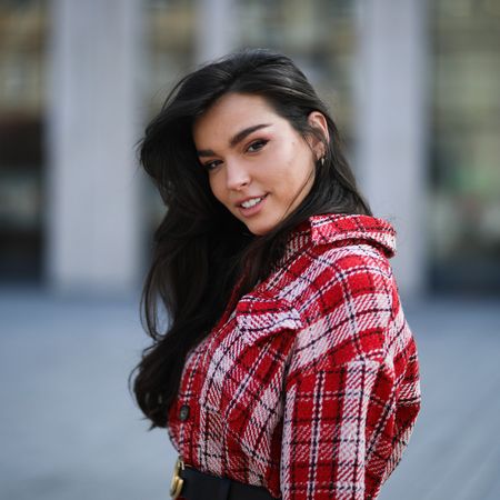 girl with curly hair from using hot rollers