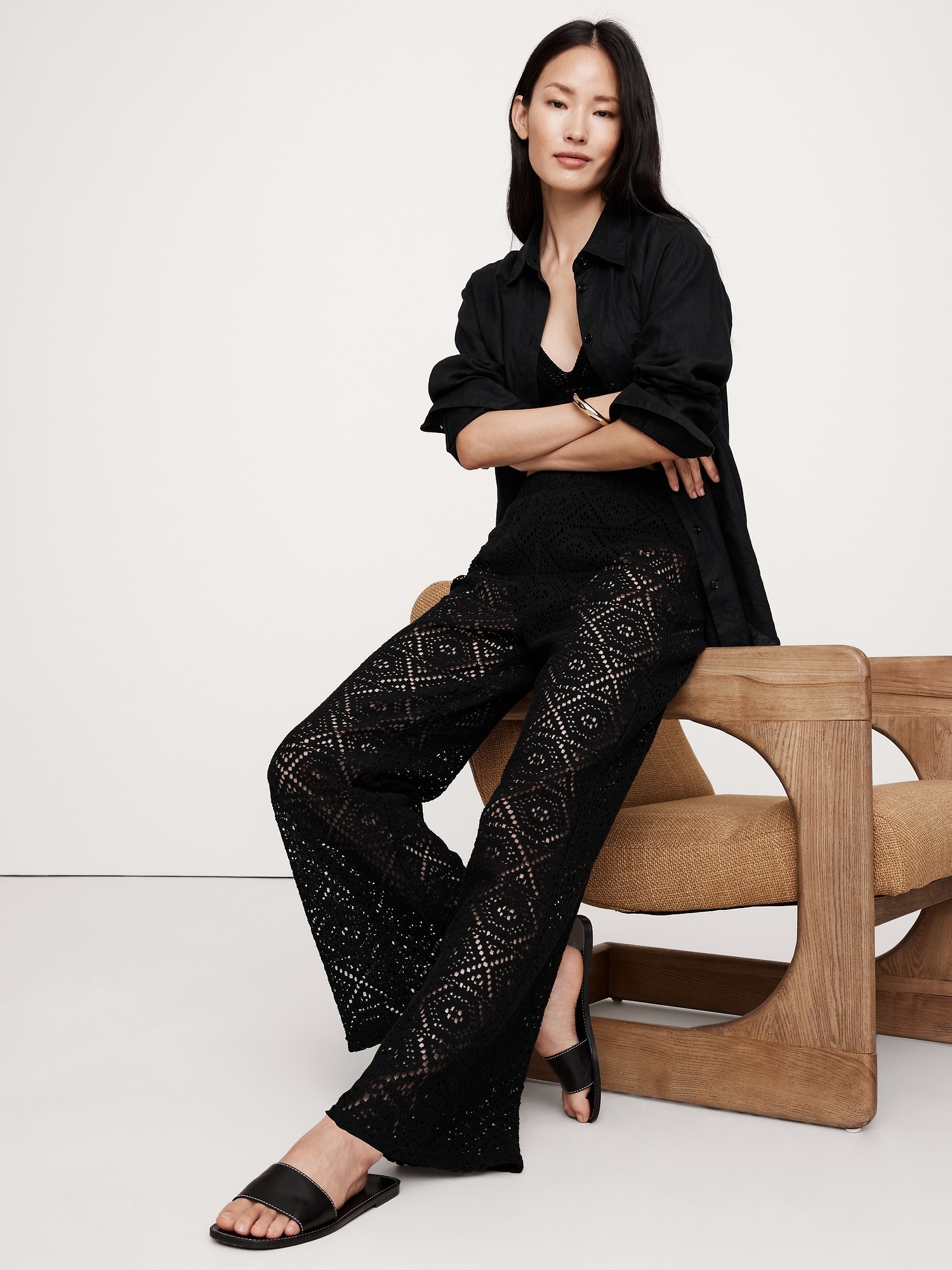 Banana Republic, Flared Italian Lace Beach Pant