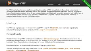 Website screenshot for TigerVNC