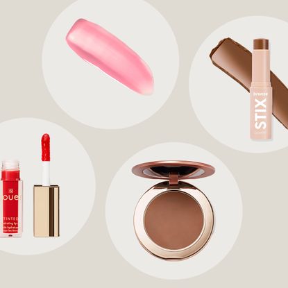 Collage of mixed beauty products