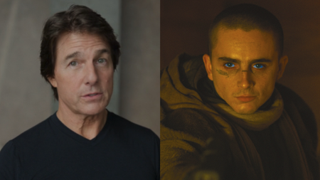 Tom Cruise at World Cup final and Timothee Chalamet as Paul Atreides in Dune: Part Three