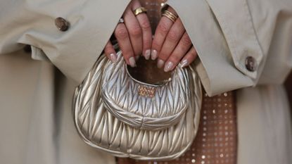 Spring nail designs 2024 - nail art and gold handbag
