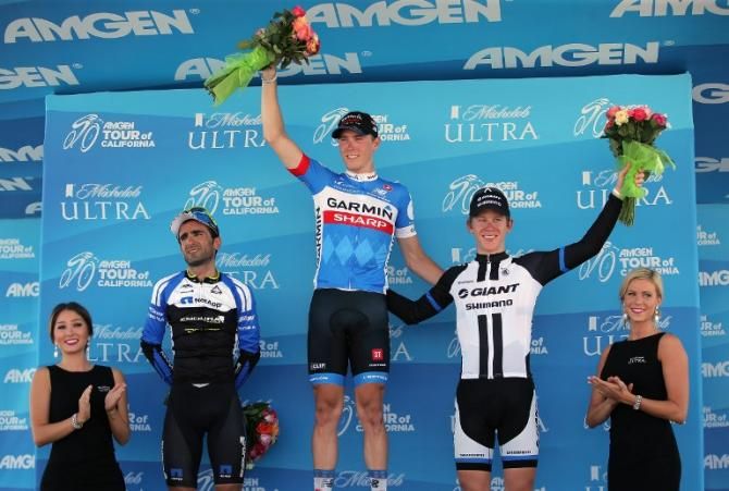 The top three on stage three to Mt Diablo: Tiago Machado, Rohan Dennis and Lawson Craddock