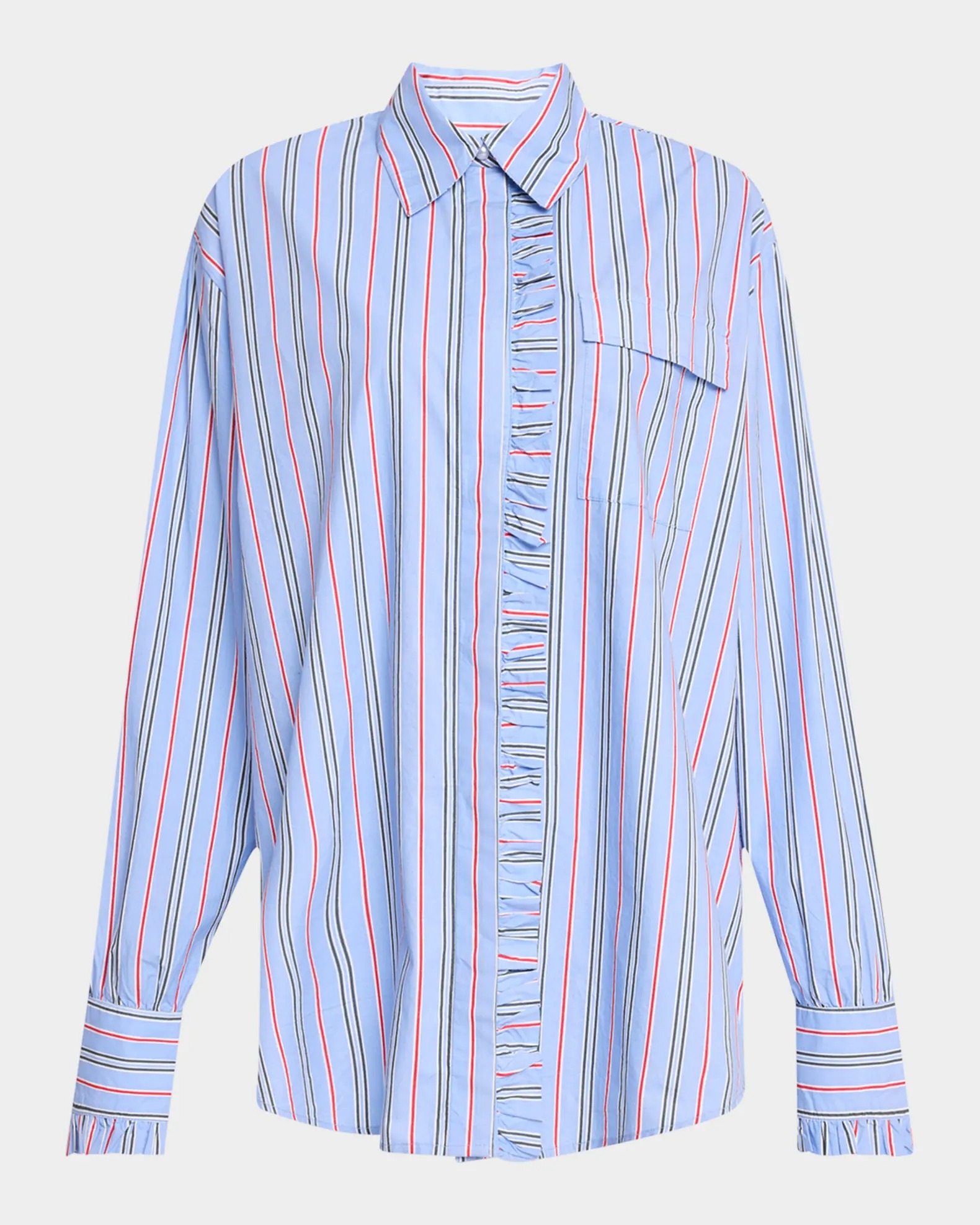 Damson Madder, Kylie Striped Ruffle Button-Down Shirt (Was $115) 