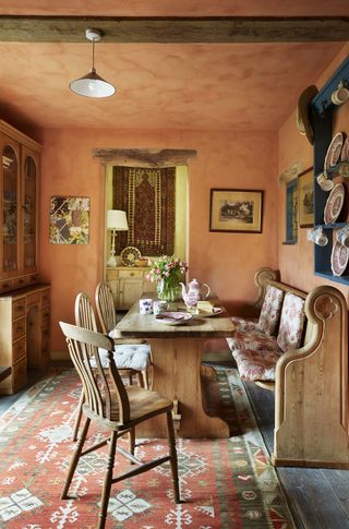 orange traditional cottage kitchen
